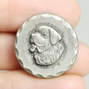 Vintage Saint Bernard Rawcliffe Pewter 1983 Brooch, Silver Tone Dog Lapel Pin